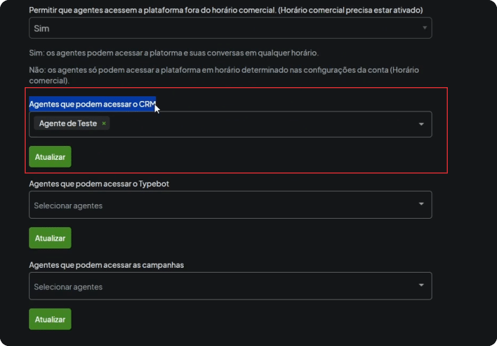 05- agentes que podem acessar o CRM