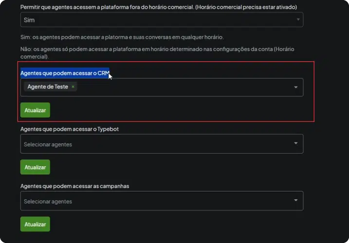 05- agentes que podem acessar o CRM