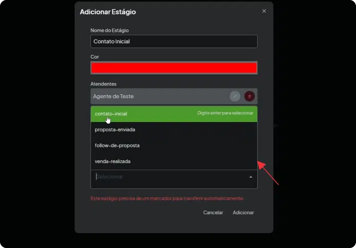 09-configurando estágios-etiquetas