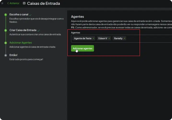 13- adicione os agentes
