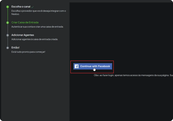 4- continuar com o facebook