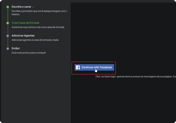 4- continuar com o facebook